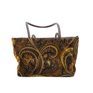 Vintage Earth Tone Boho Artsy Velvety Bueno Women's Large Purse Handbag EUC